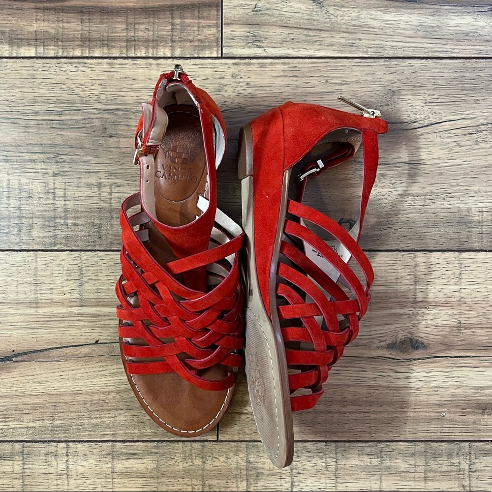Vince Camuto Syndia Sandal Red Suede Size 5.5